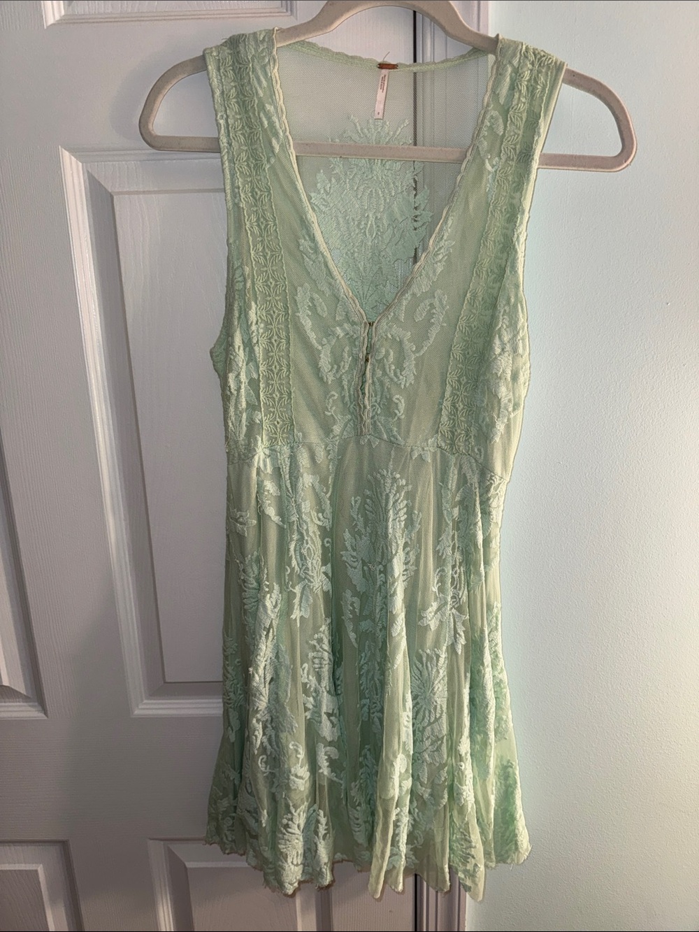 Free People Mint Green Lace Mini Dress